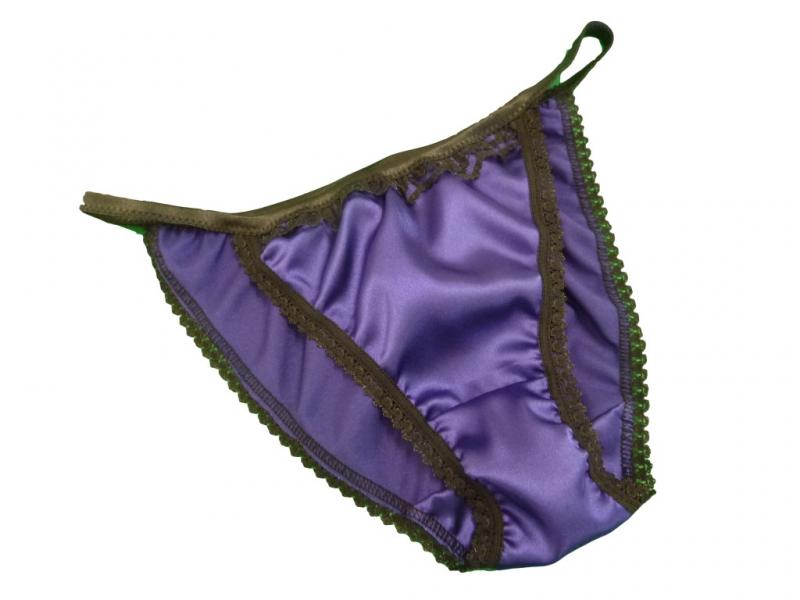 Royal Purple and black Tanga Panties